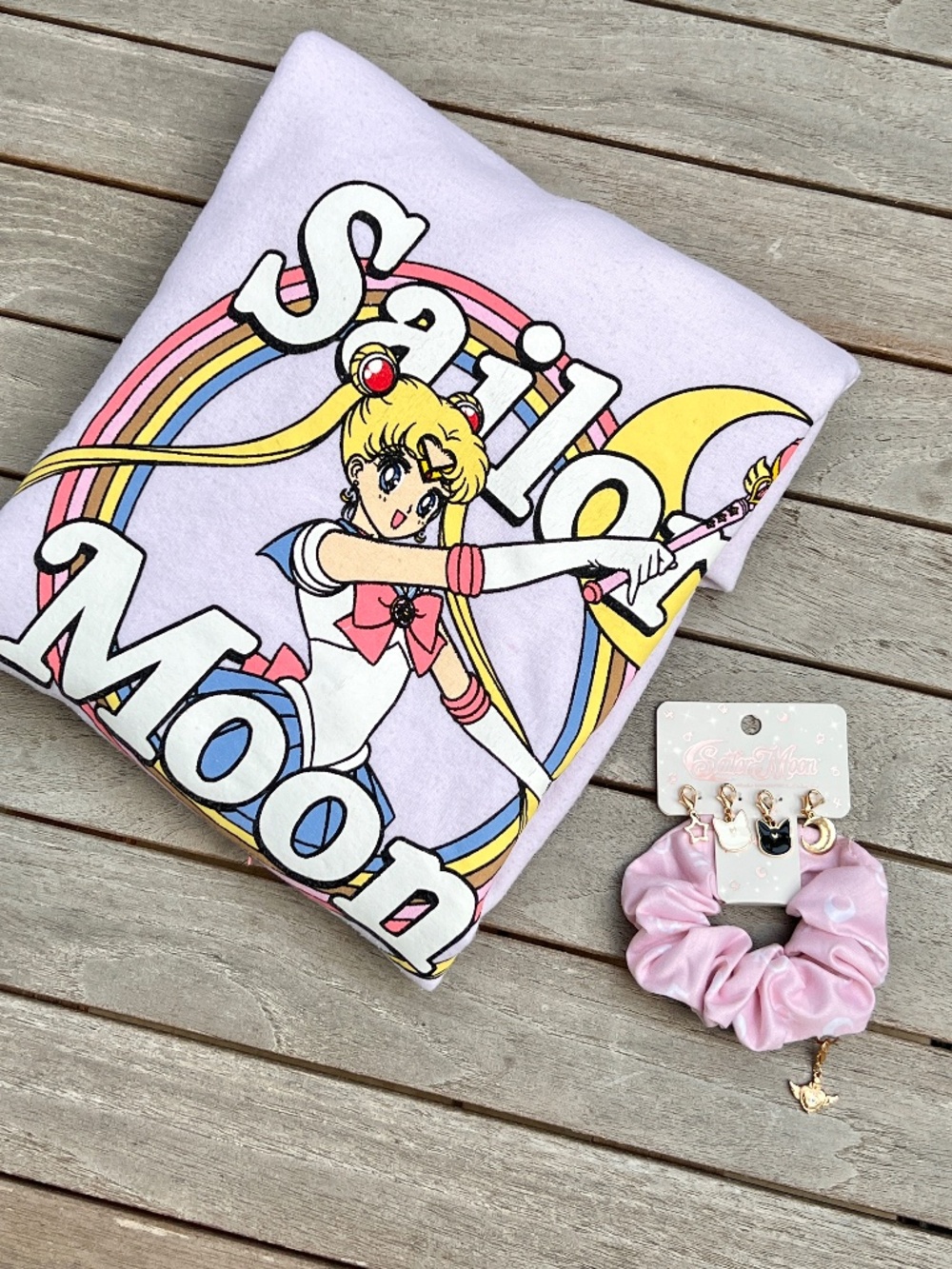 Sailor Moon Pastel Pink Sweater & Charm Scrunchie Set 🌙 BoxLunch Anime Kawaii